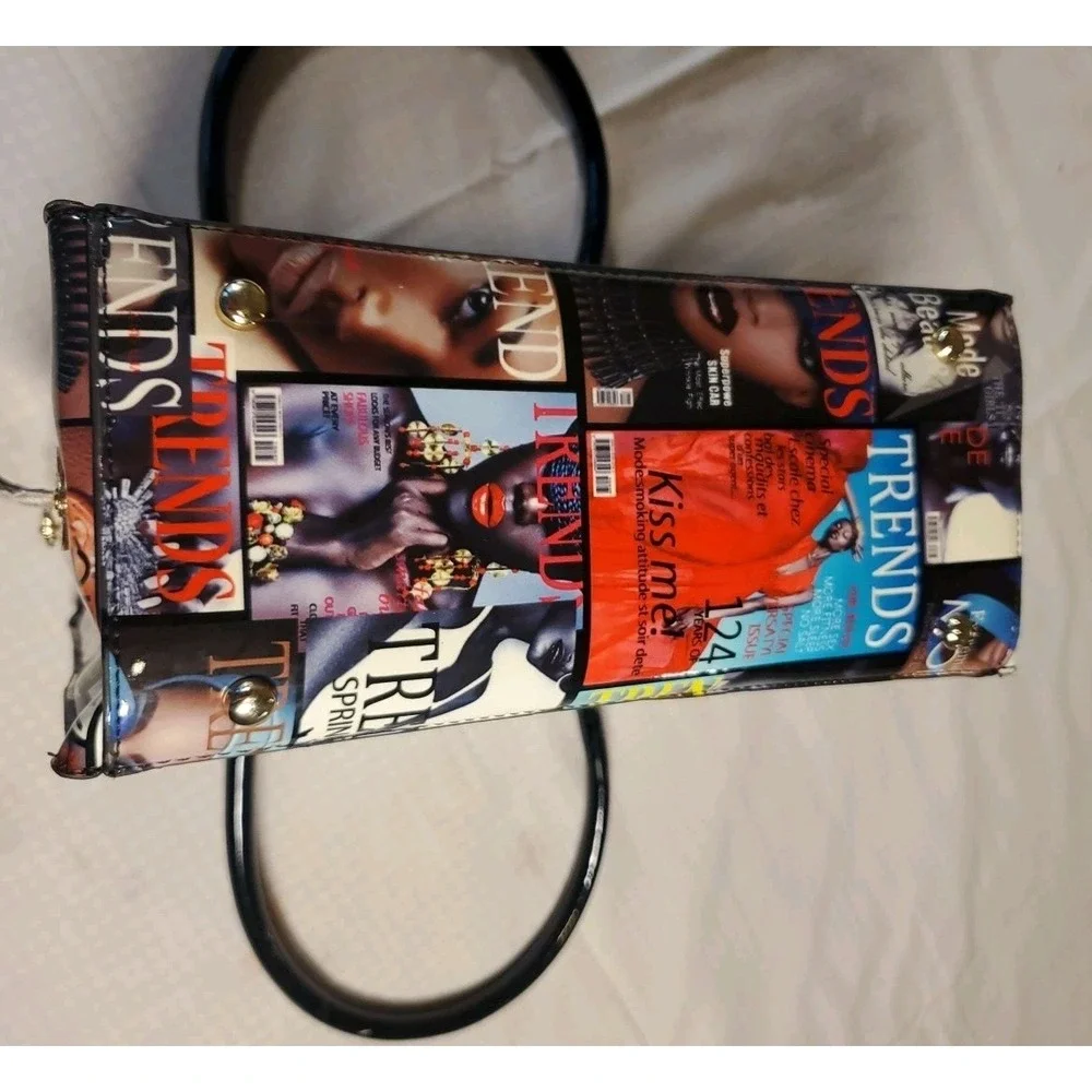 Vtg Trends Handbag Satchel Glossy Fashion Magazine Print Handbag Funky‎ Artsy